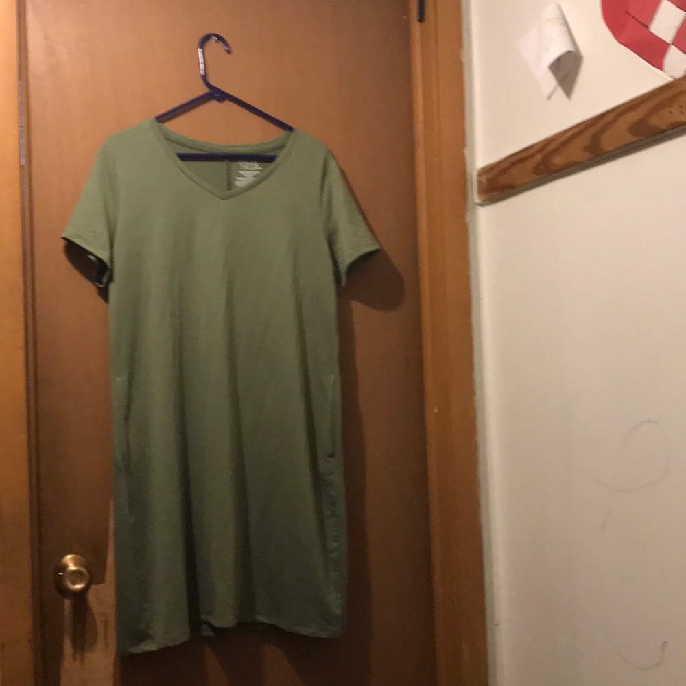Dress dark olive green color